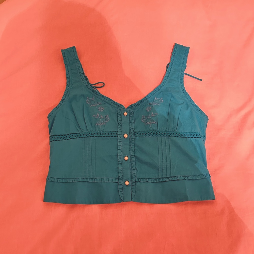 NWOT free people kerry tank in blue butterfly